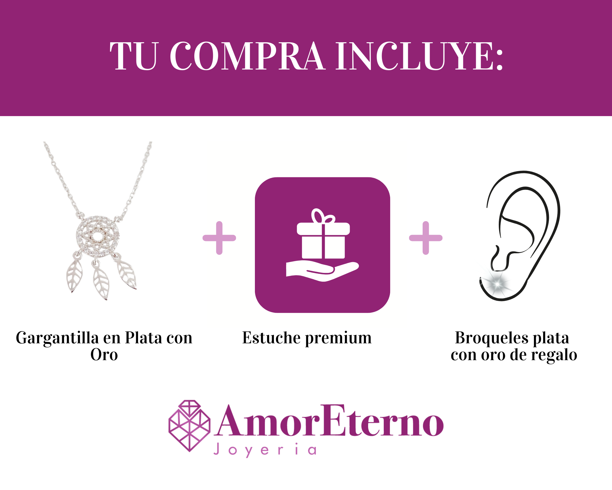 Amor Eterno - Gargantilla Collar Plata Oro 24k Atrapasueños