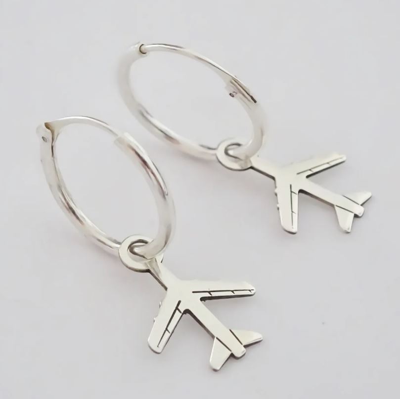 Amor Eterno - Arracadas / Aretes / Avión / Plata Y Oro