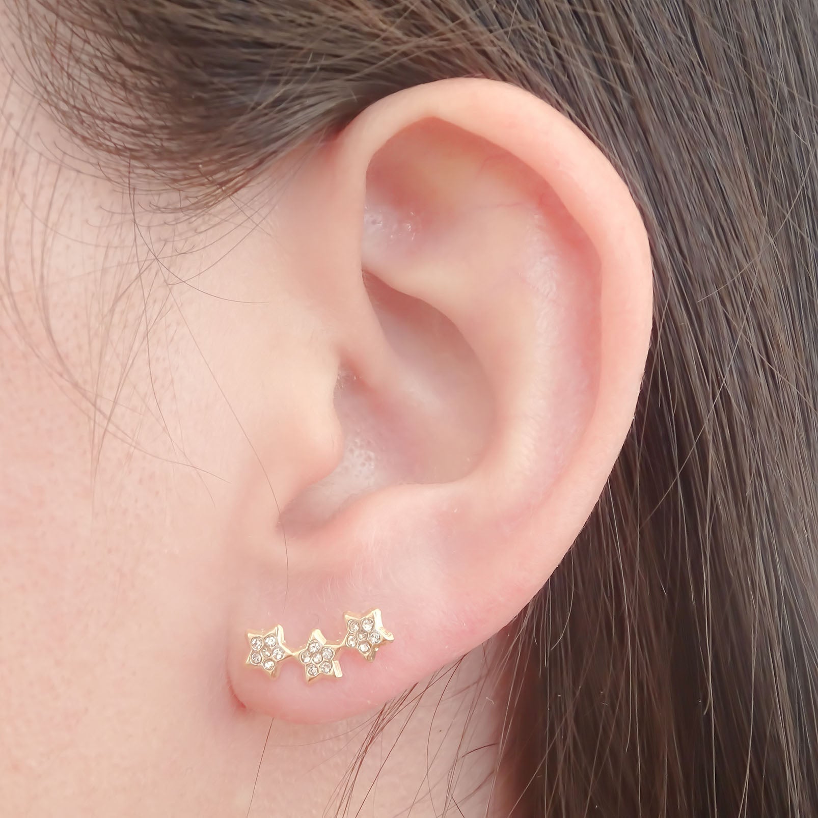 Amor Eterno - Broqueles Estrella Fugaz 15p* / Aretes Oro 10k