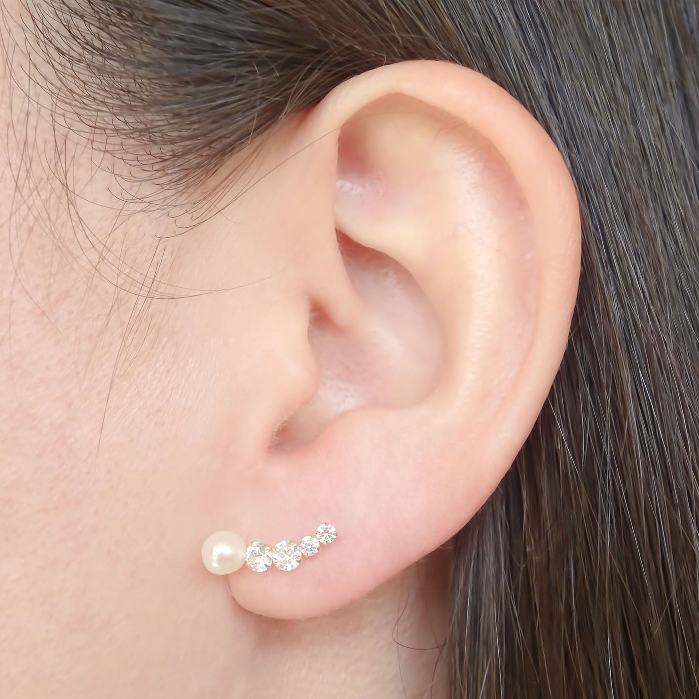 Amor Eterno - Broqueles Lambada Perla / Aretes Oro 10k
