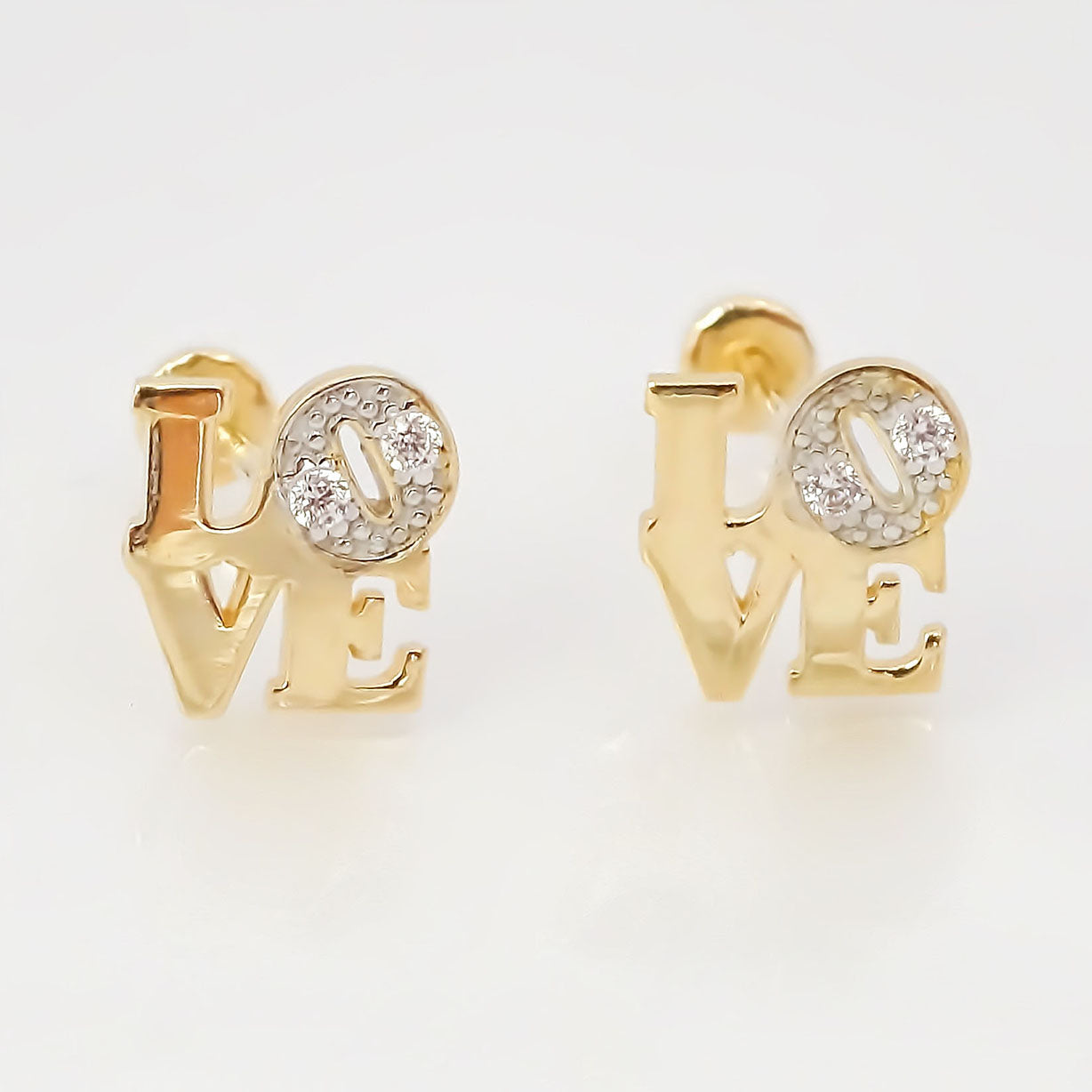 Amor Eterno - Broqueles Love / Aretes / Oro Sólido 10k