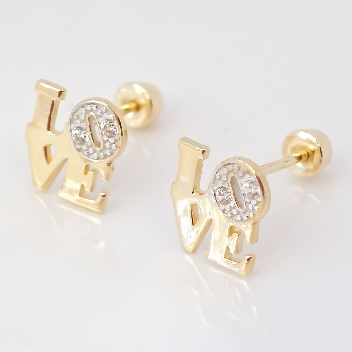 Amor Eterno - Broqueles Love / Aretes / Oro Sólido 10k