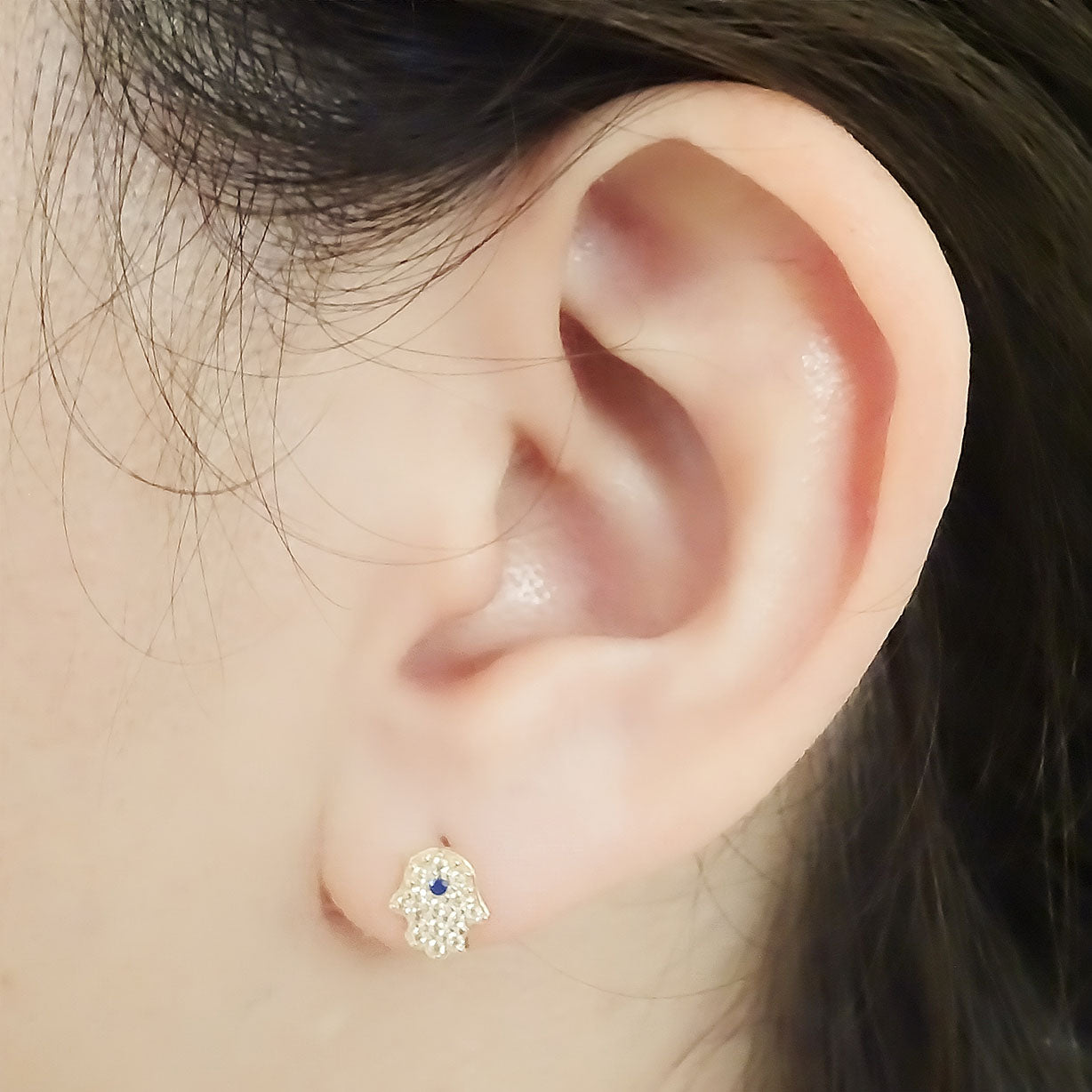 Amor Eterno - Broqueles / Aretes / Oro Sólido 10k + Estuche / Mano de Fátima