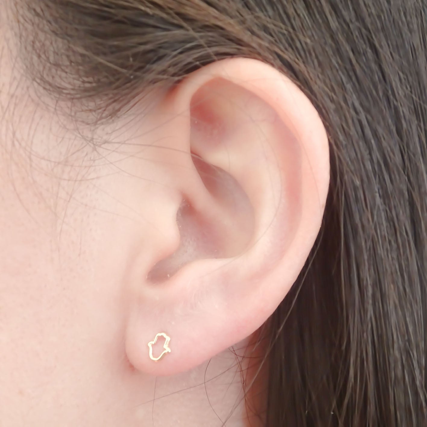 Amor Eterno - Broqueles Mano De Fátima Silueta Aretes Oro 10k