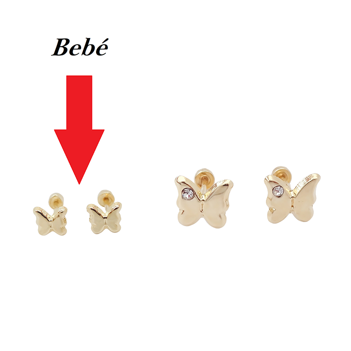 Amor Eterno - Broqueles Mariposa Bebé Aretes Oro Sólido 10k