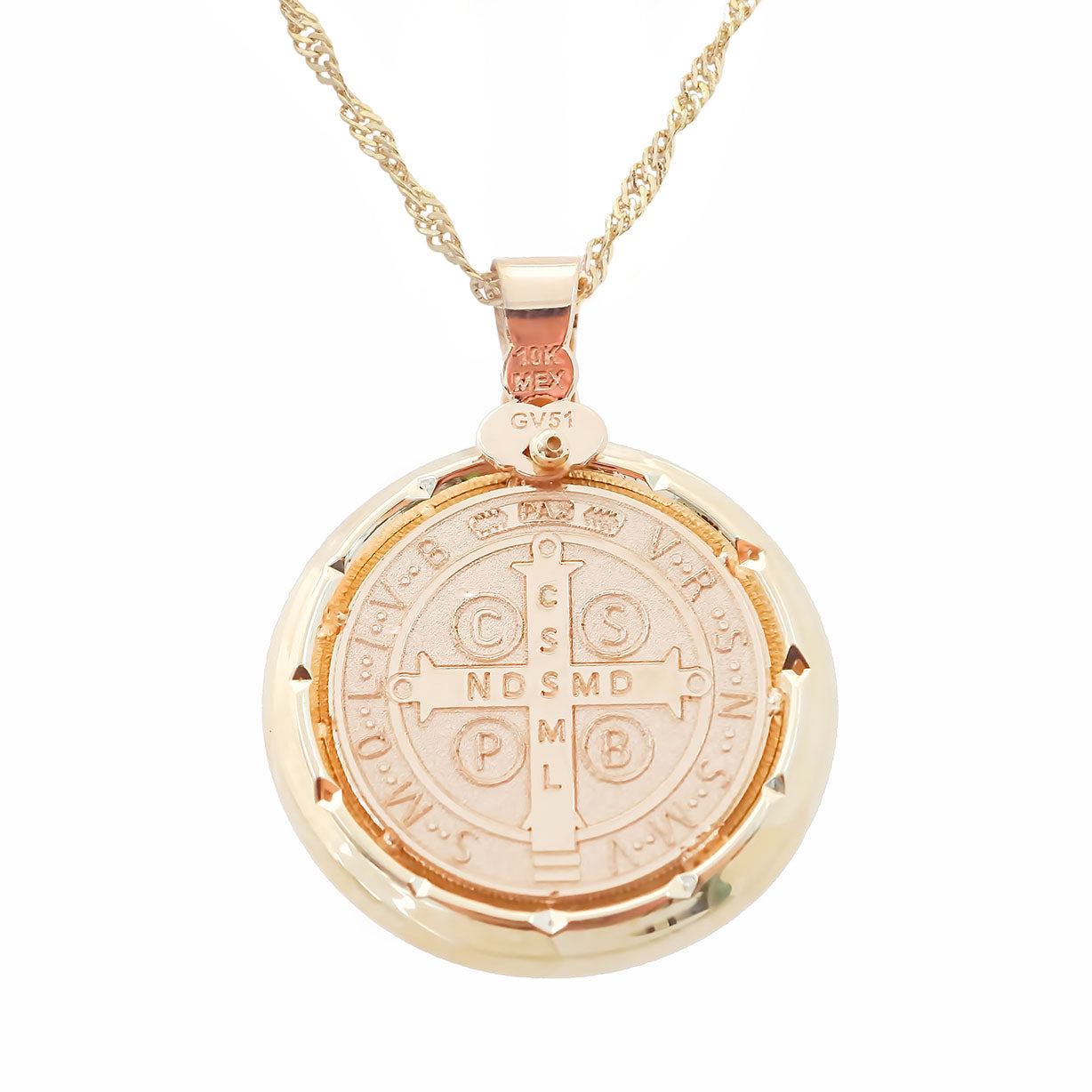 Amor Eterno - Dije Medalla San Benito Oro 10k +Cadena de Regalo