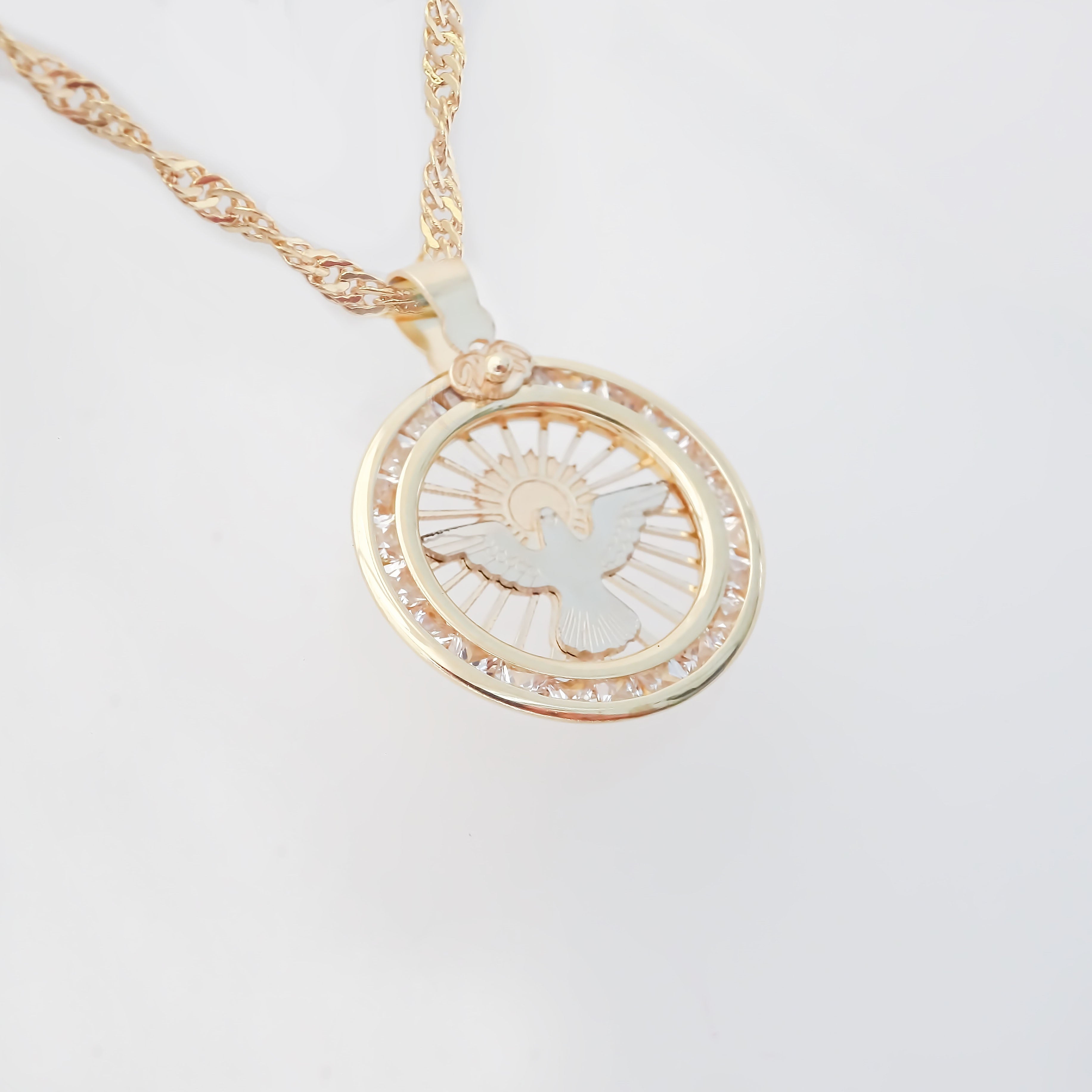 Amor Eterno - Dije Medalla Espíritu Santo / Oro 10k + Cadena de Regalo