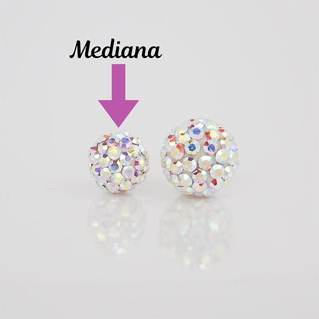 Amor Eterno - Broqueles Esferas Mediana / Aretes Oro 10k / Tornasol