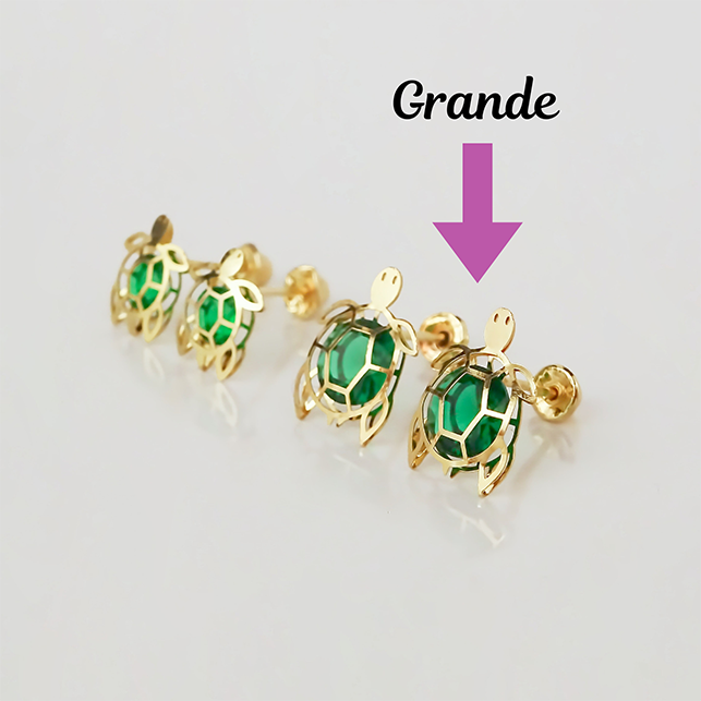 Amor Eterno - Broqueles Tortuga Grande 3d / Aretes Oro 10k
