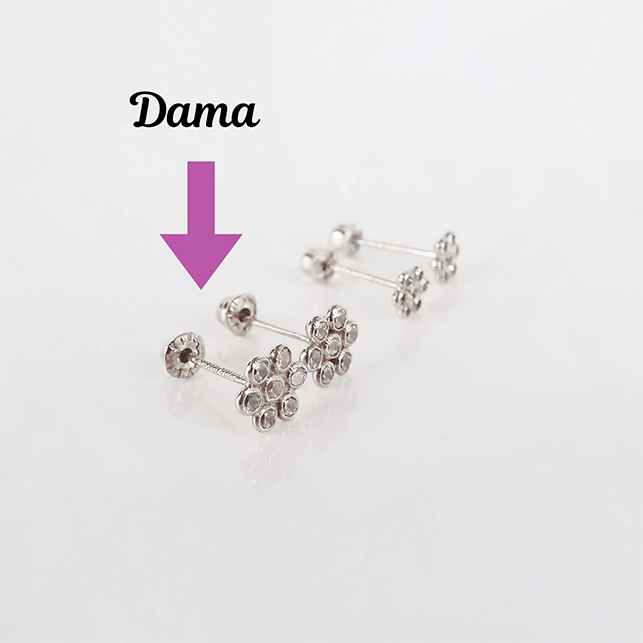 Amor Eterno - Broqueles Roseta / Aretes Oro 10k / Blanco