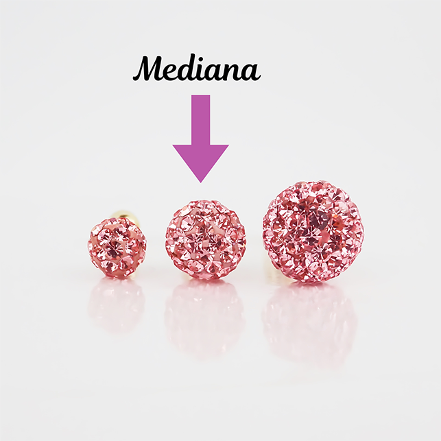 Amor Eterno - Broqueles Esferas Mediana / Aretes Oro 10k / Rosa