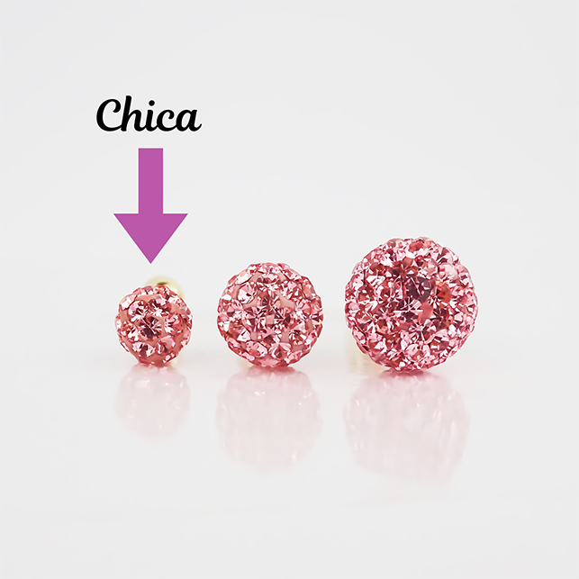 Amor Eterno - Broqueles Esferas / Aretes / Oro Sólido 10k / Rosa Chica