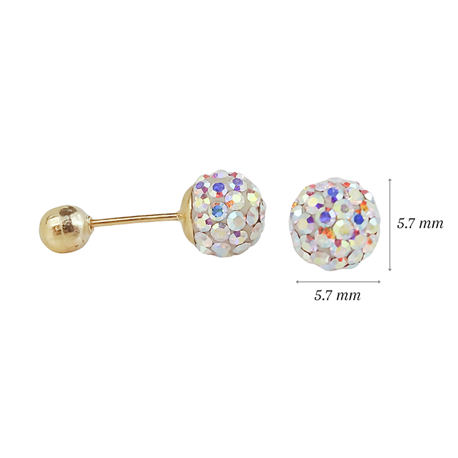 Amor Eterno - Broqueles Esferas Mediana / Aretes Oro 10k / Tornasol