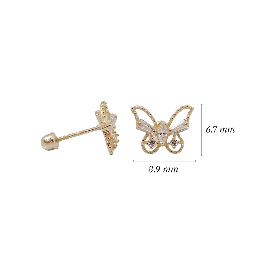 Amor Eterno - Broqueles Mariposa Marquise Aretes / Oro 10k