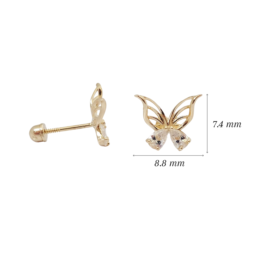 Amor Eterno - Broqueles Mariposa Tornado Aretes / Oro 10k