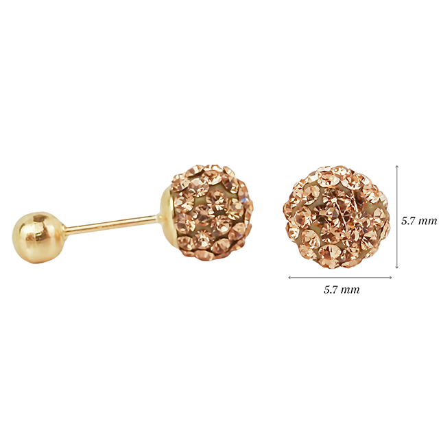Amor Eterno - Broqueles Esferas Mediana / Aretes Oro 10k / Golden