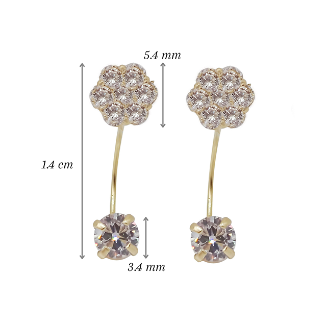 Amor Eterno - Broqueles Curvos Roseta/ Aretes Oro 10k