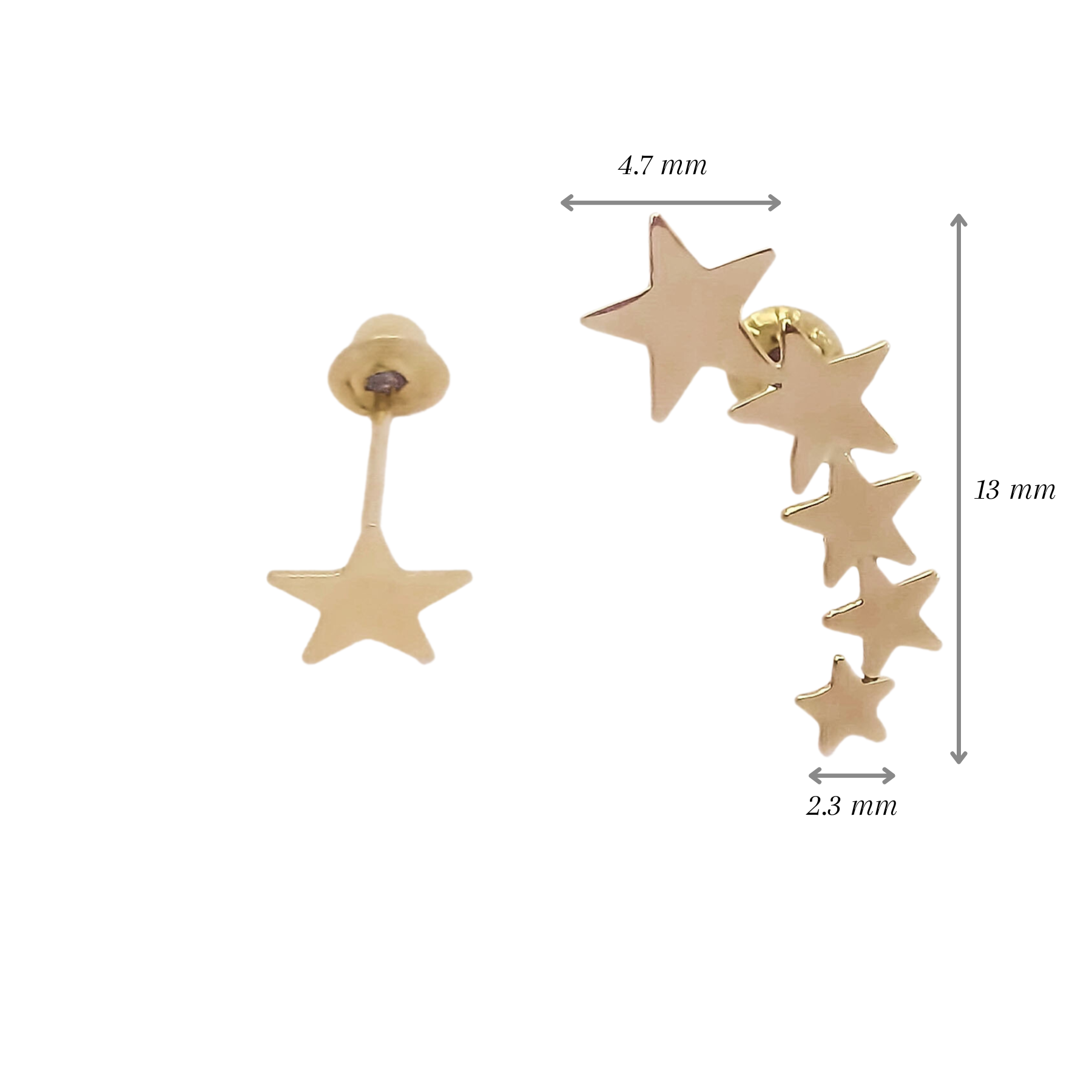 Amor Eterno - Broqueles Estrella Desigual / Aretes Oro 10k