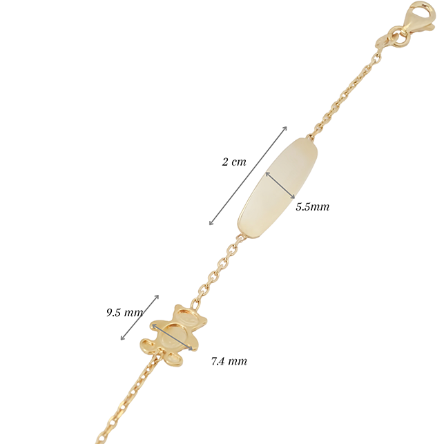 Amor Eterno - Esclava Pulsera Niña / Infantil Oro 10k Sólido / Osito