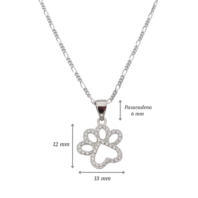Amor Eterno - Cadena Collar Plata Oro 24k / Huella Perro