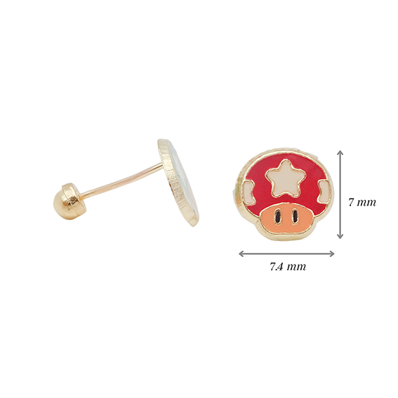 Amor Eterno - Broqueles Mario Bros / Aretes Oro 10k -Toad