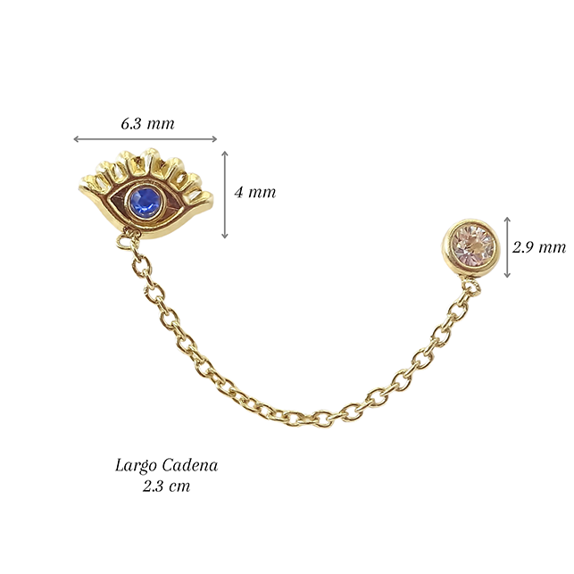 Amor Eterno- Piercing Ojo Bisel / Doble Perforación/oro 10k