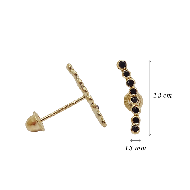 Amor Eterno - Broqueles Lambada Bebé / Aretes Oro 10k / Negro
