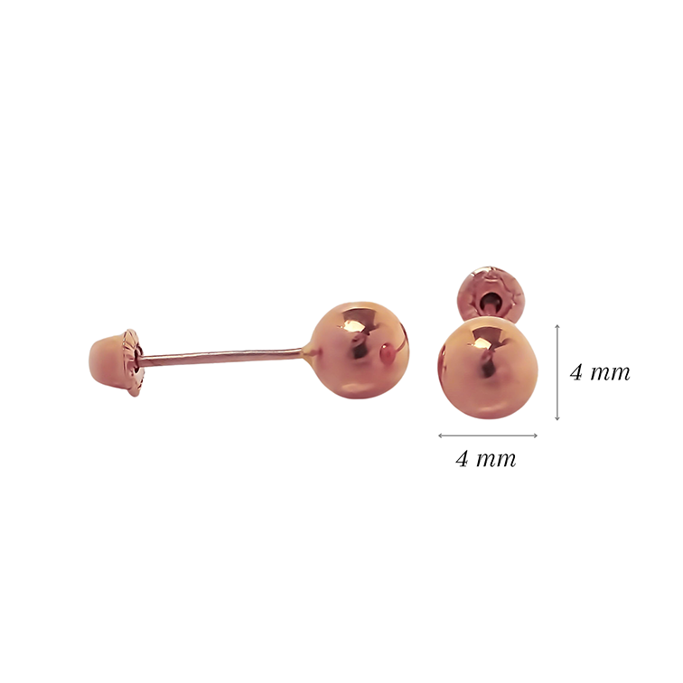 Amor Eterno - Broqueles / Dormilonas 4mm / Aretes / Oro 10k / Rosa