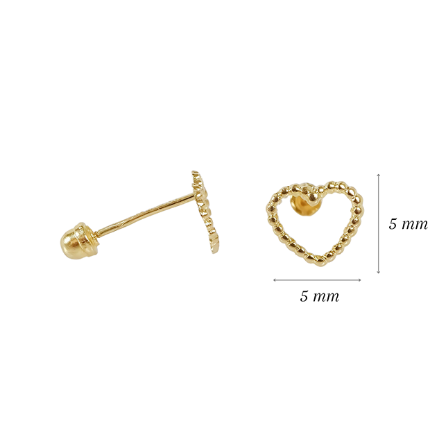 Amor Eterno - Broqueles Merengue Aretes / Oro 10k / Corazón