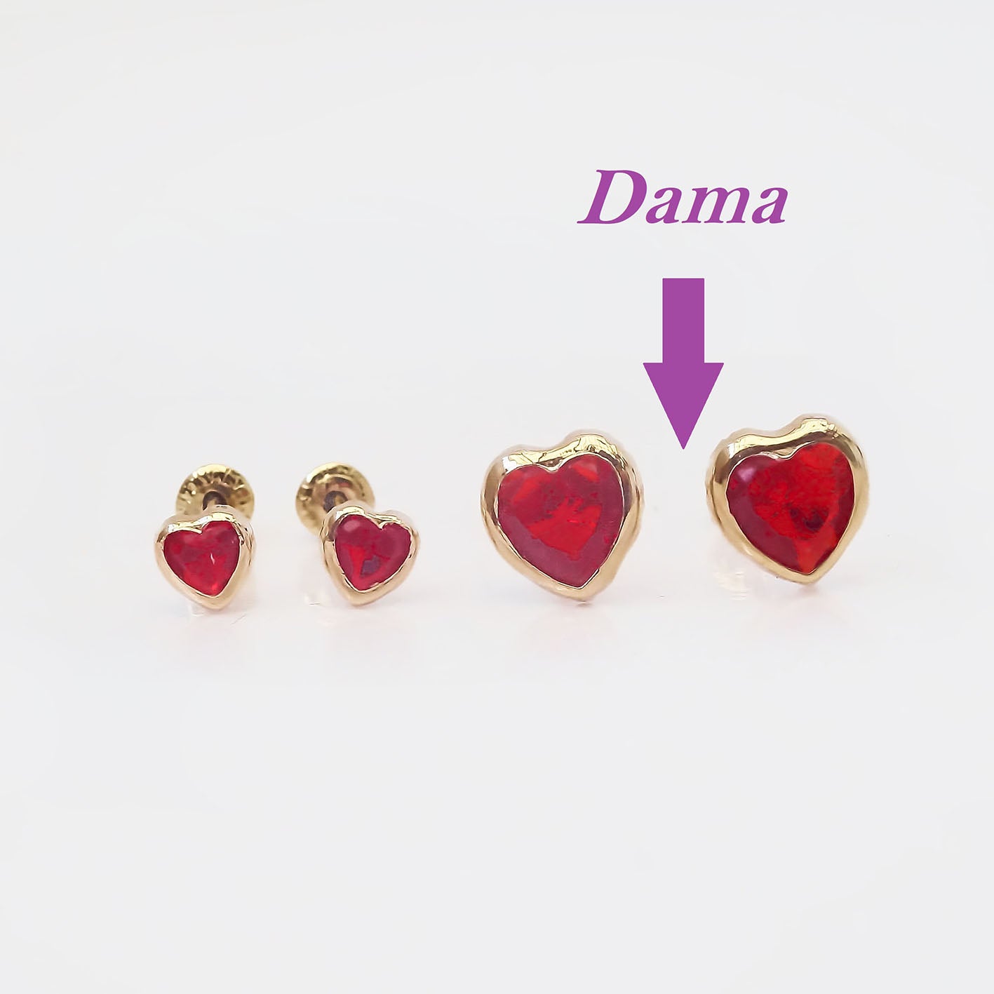 Amor Eterno - Broquel Corazón Bisel #5 / Aretes Oro 10k