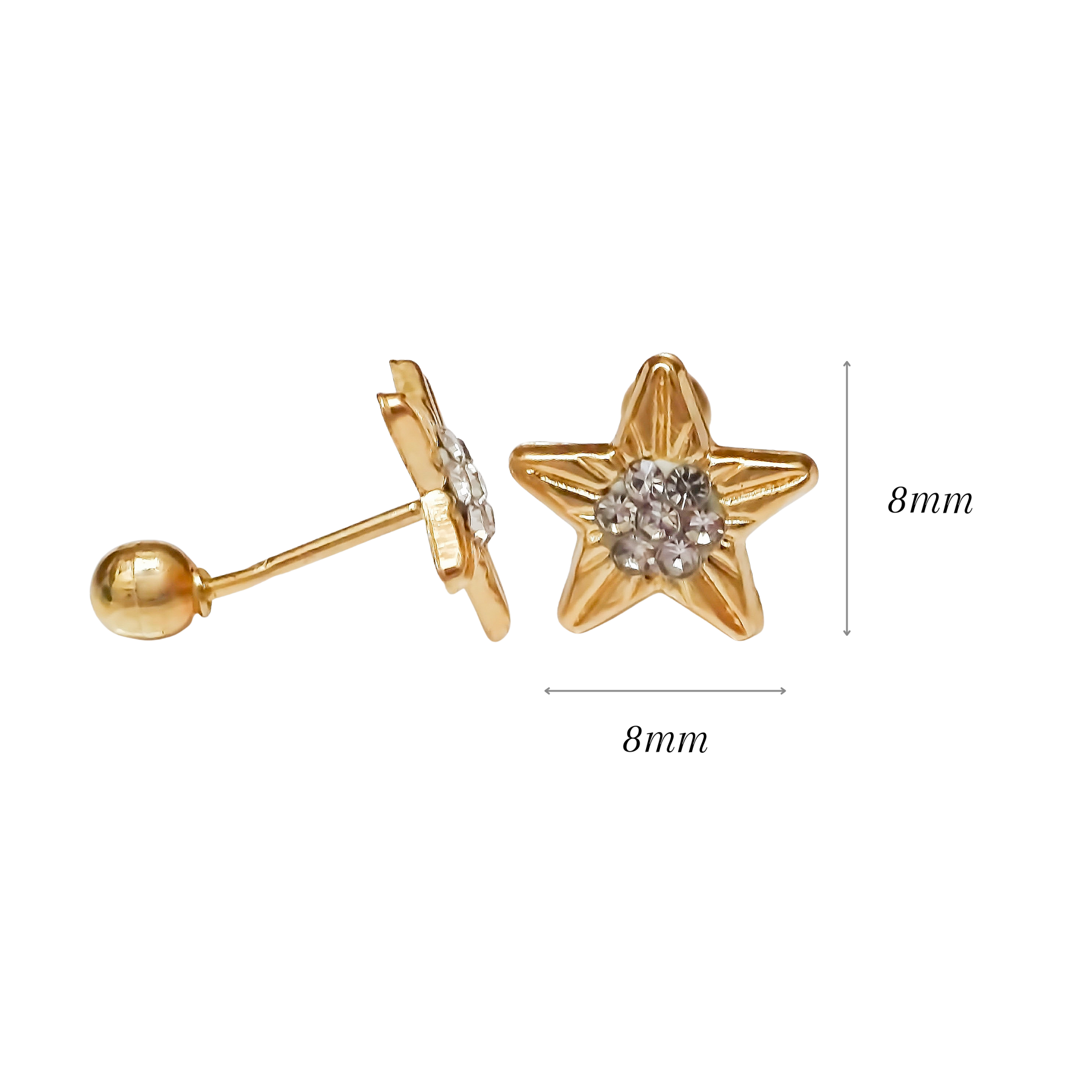 Amor Eterno - Broqueles Estrellita Brillante Oro 10k