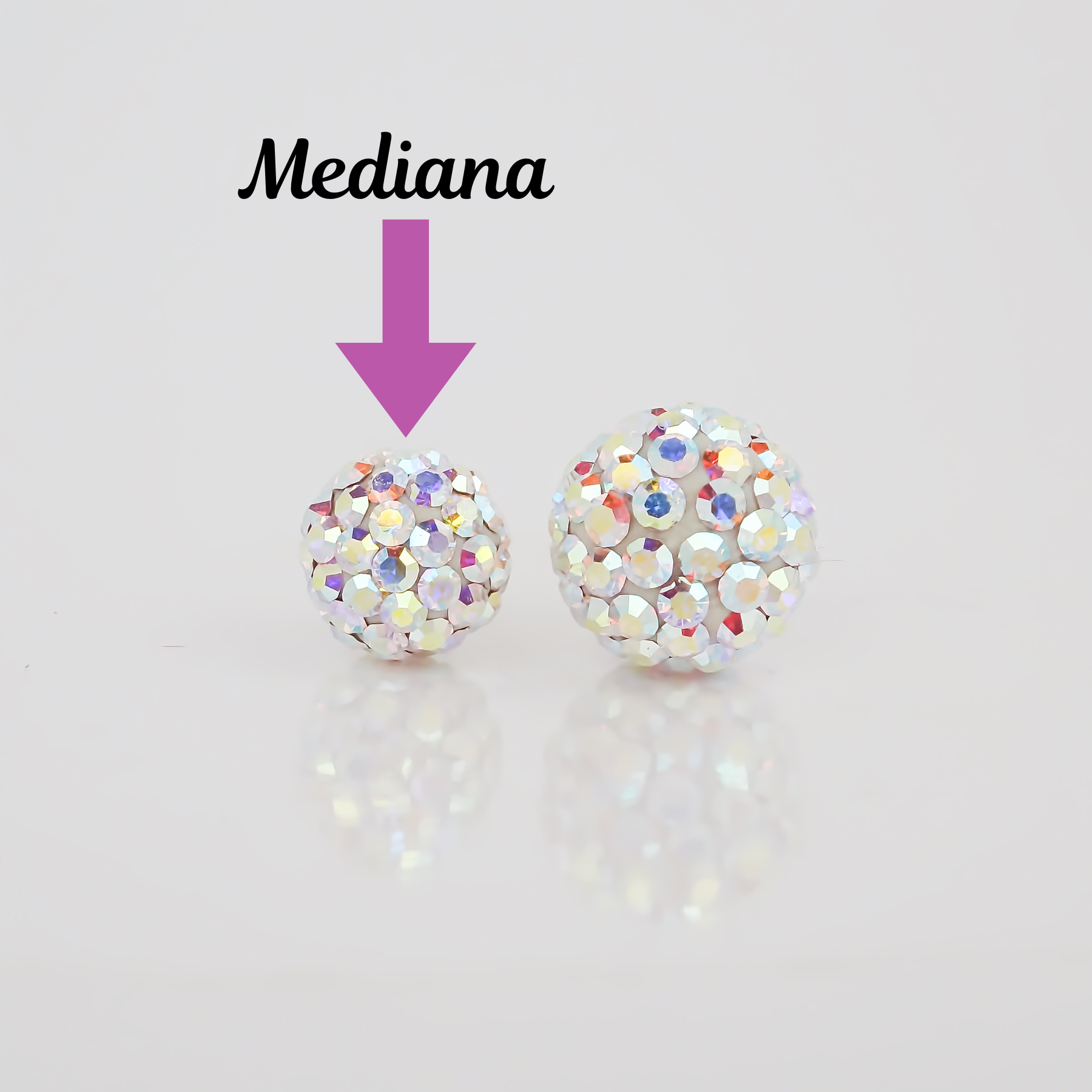 Amor Eterno - Broqueles Esferas Mediana / Aretes Oro 10k / Tornasol
