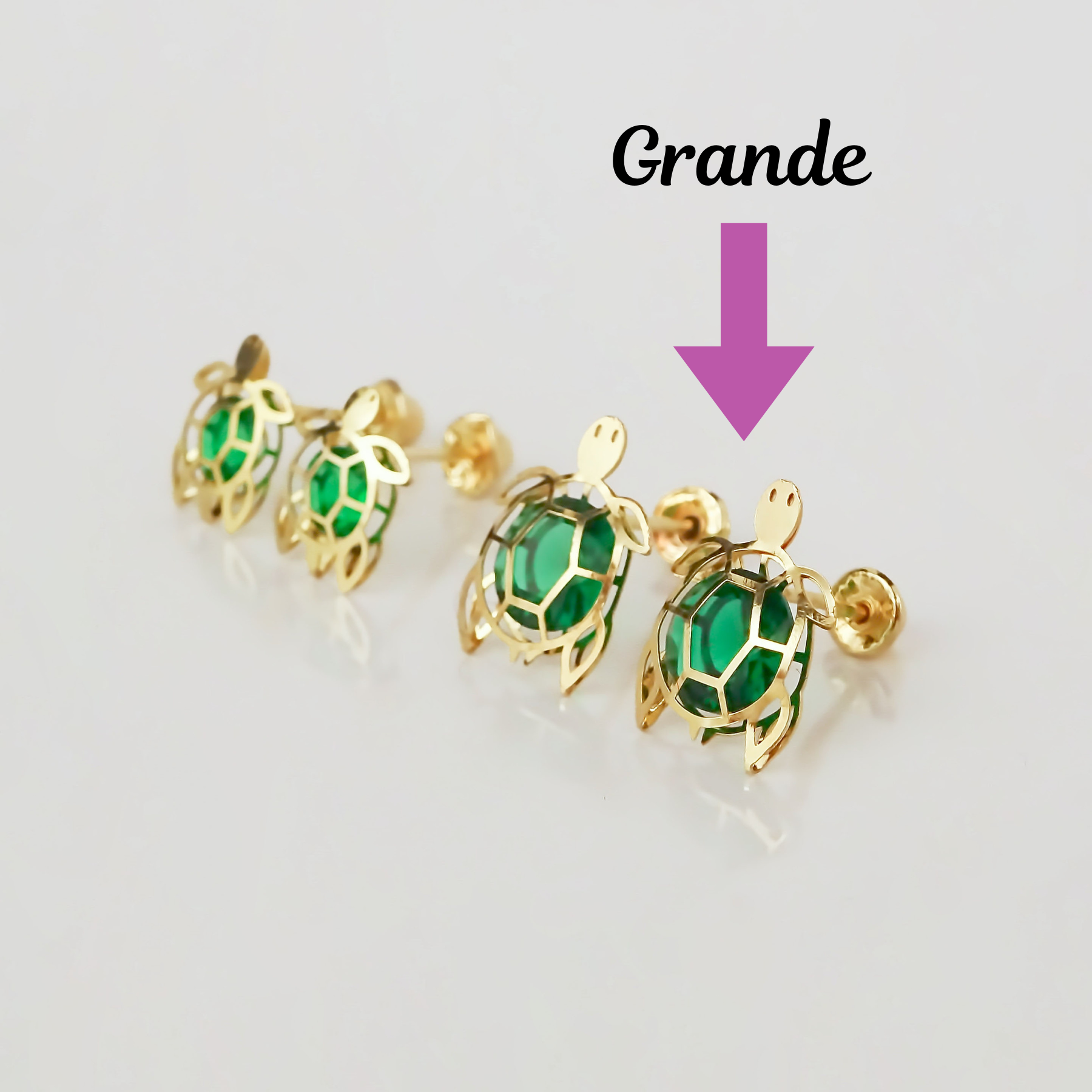 Amor Eterno - Broqueles Tortuga Grande 3d / Aretes Oro 10k
