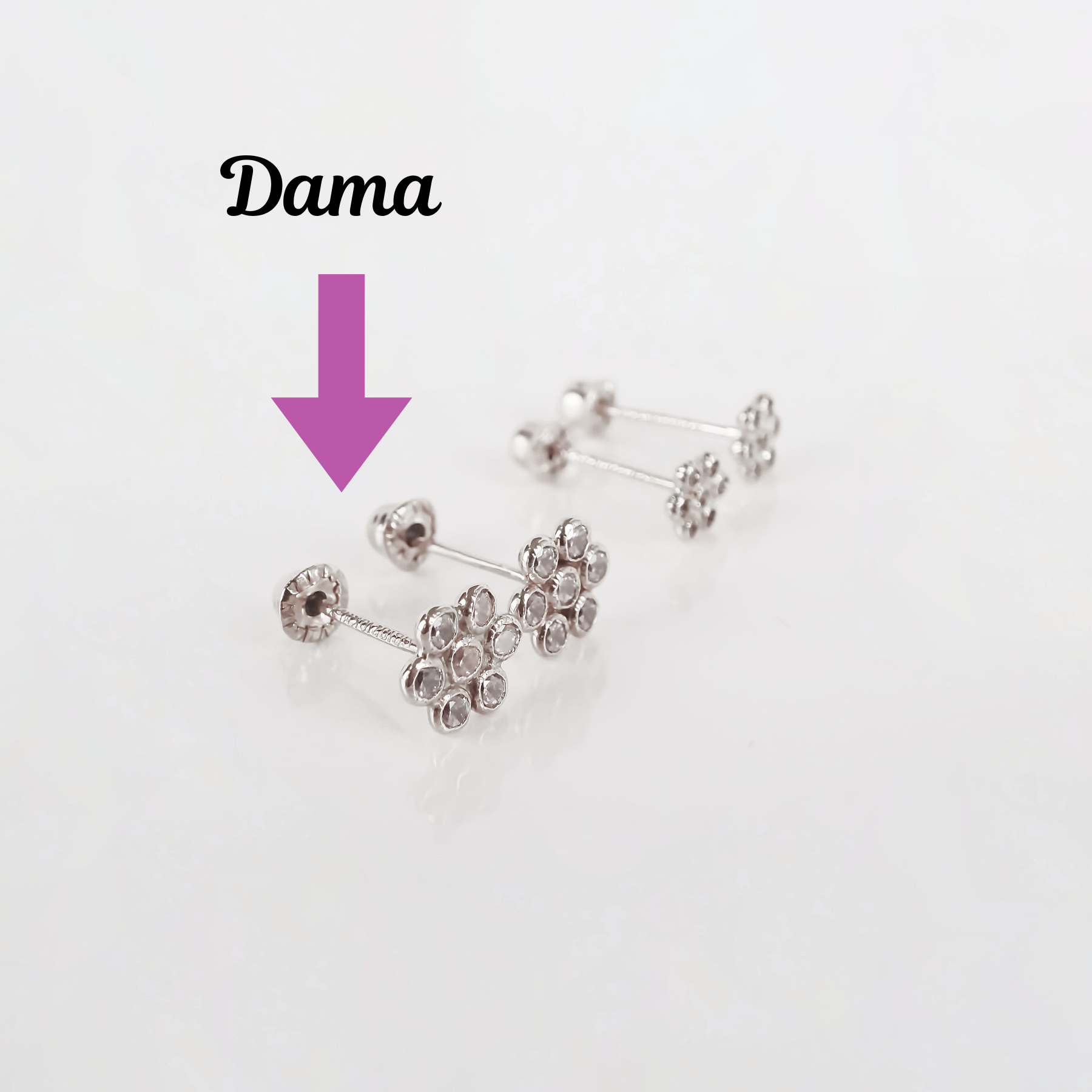 Amor Eterno - Broqueles Roseta / Aretes Oro 10k / Blanco