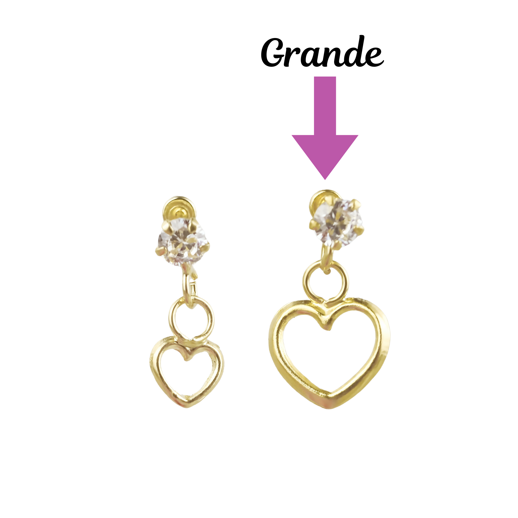 Amor Eterno - Broqueles / Corazón Colgante Grande / Oro 10k