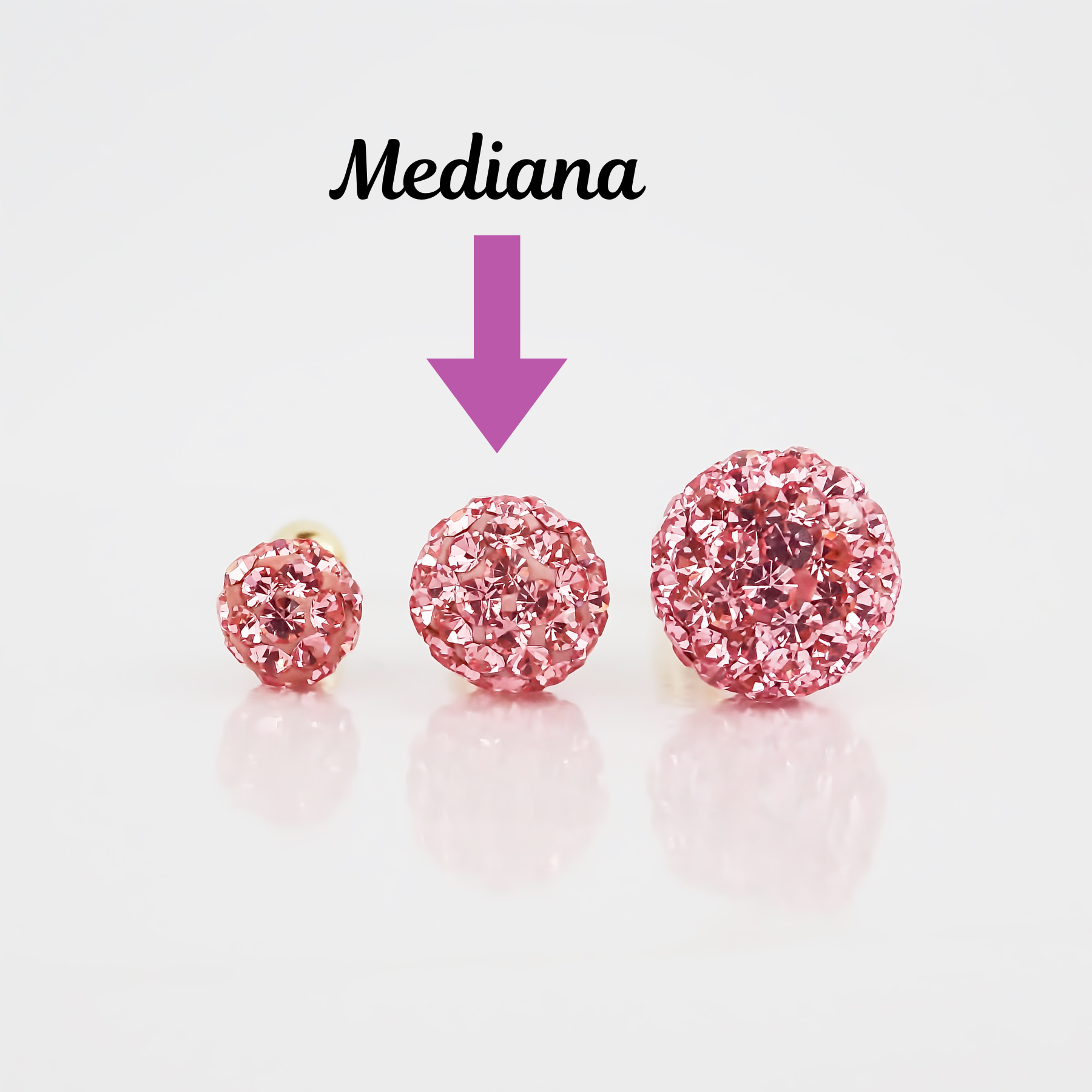 Amor Eterno - Broqueles Esferas Mediana / Aretes Oro 10k / Rosa