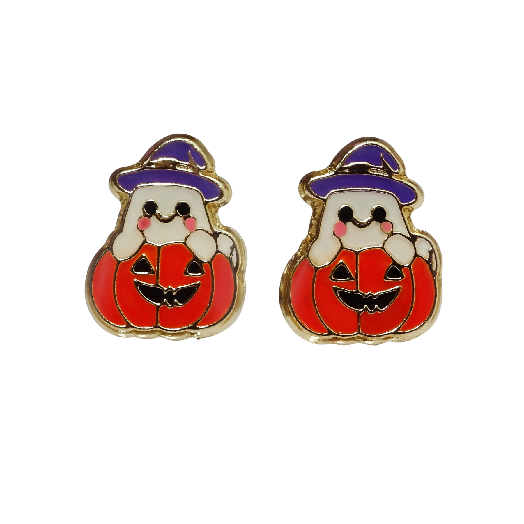 Amor Eterno - Broqueles Calabaza Fantasma / Oro Sólido 10k