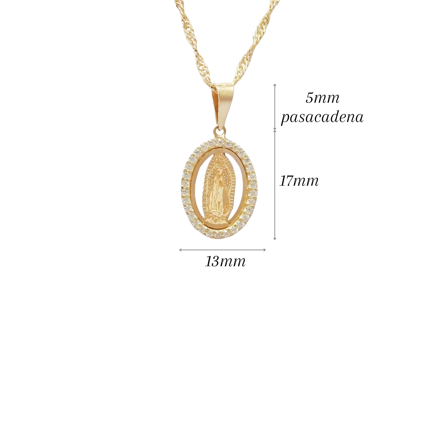 Amor Eterno - Dije Virgen Destello / Oro Sólido 10k