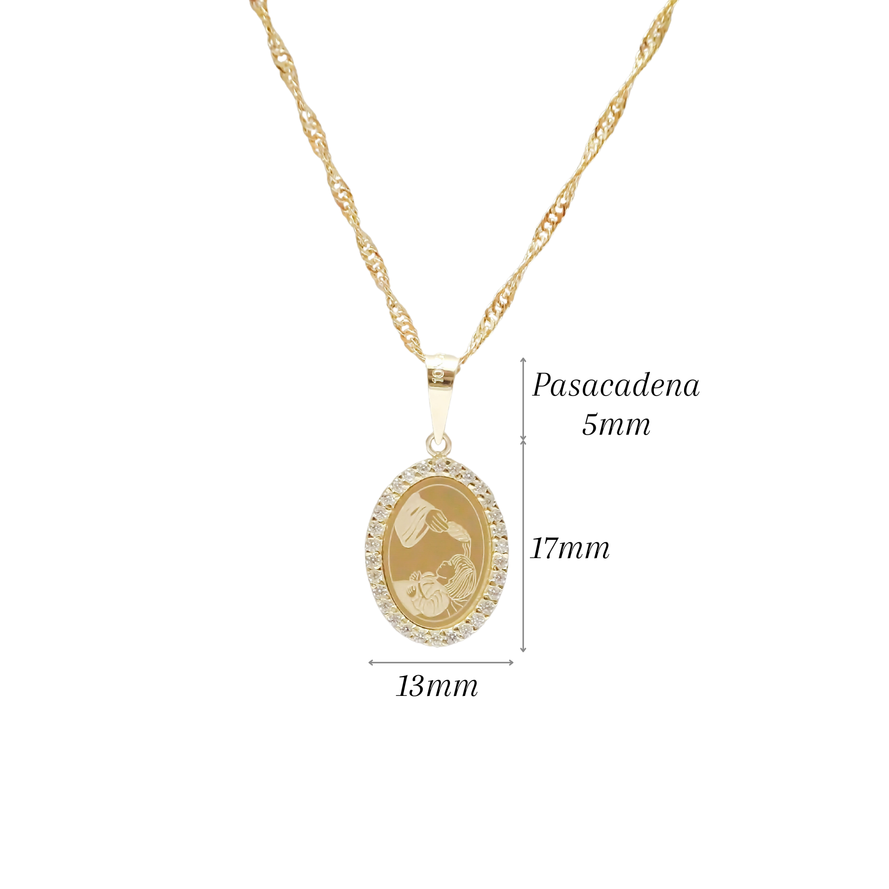 Amor Eterno - Dije Bautizo Destello / Oro Sólido 10k