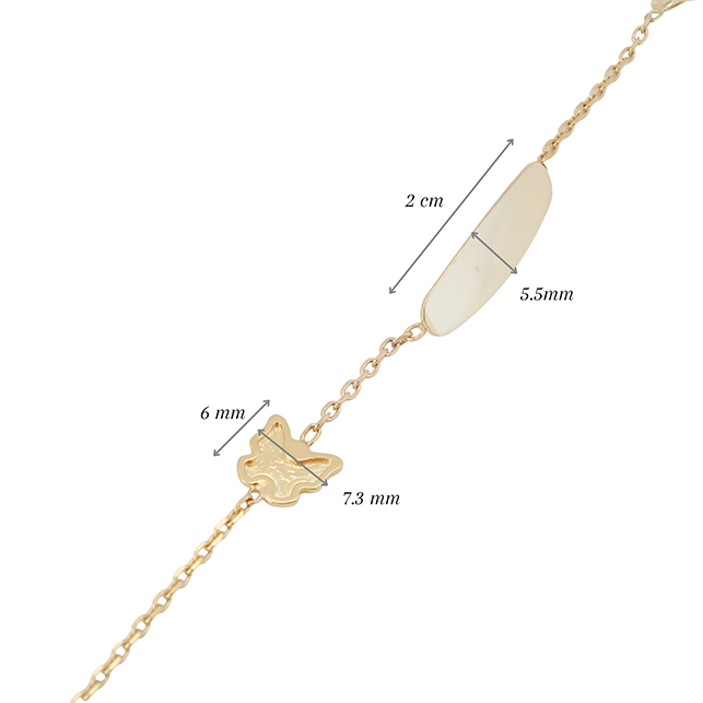 Amor Eterno - Esclava Pulsera Niña / Infantil Oro 10k Sólido / Mariposa