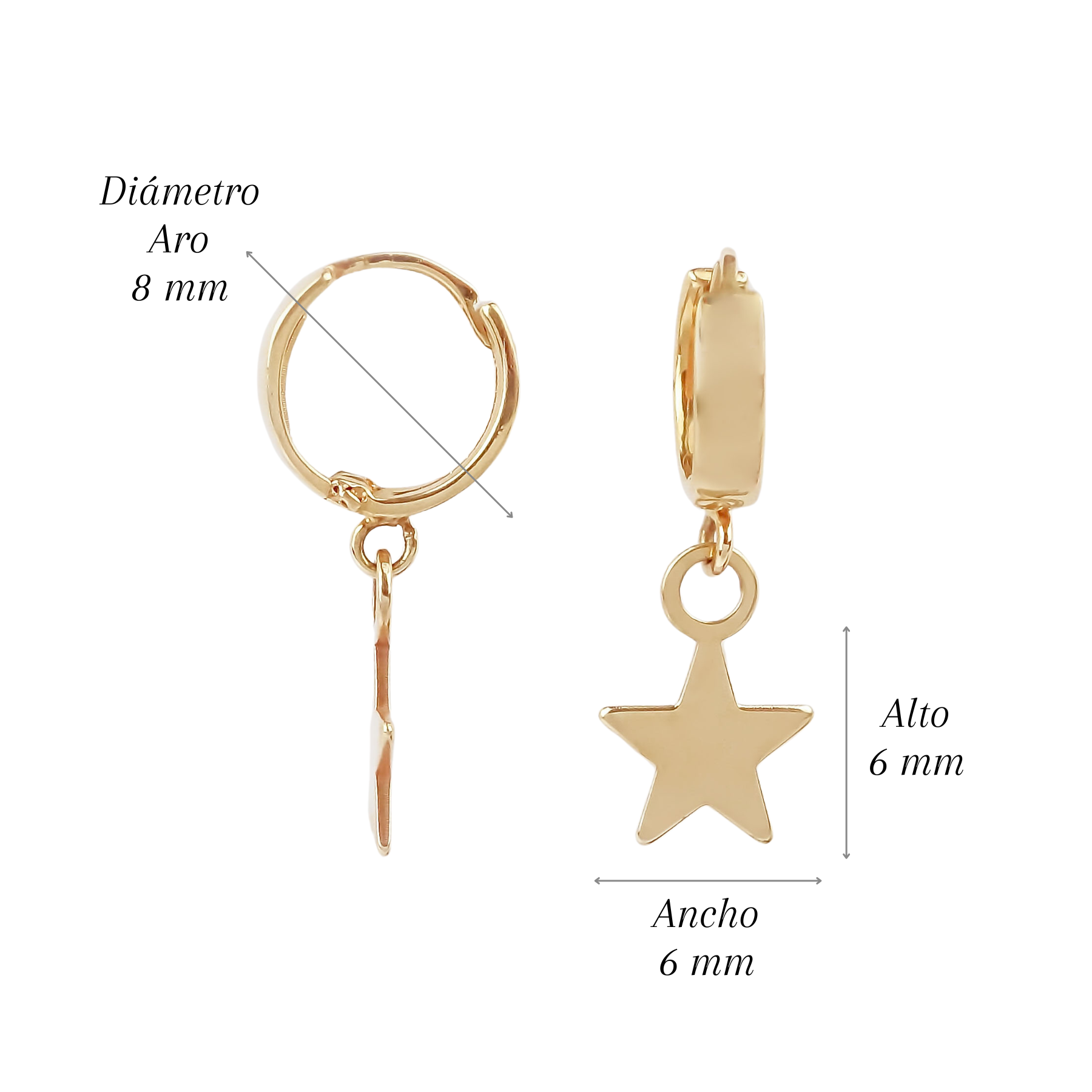 Amor Eterno - Arracadas Huggie Mini / Aretes Oro 10k