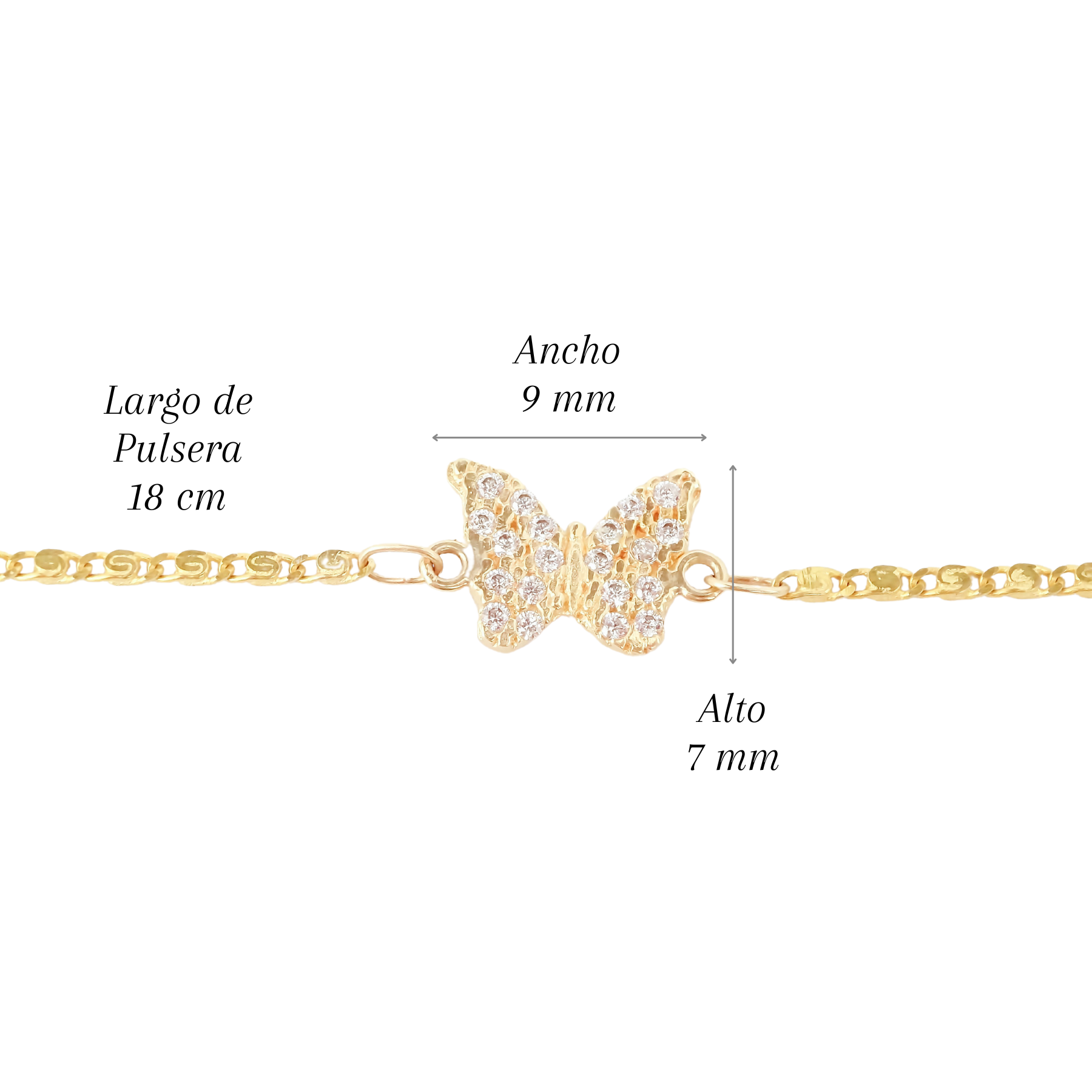 Amor Eterno - Pulsera Mariposa / Oro Sólido 10k