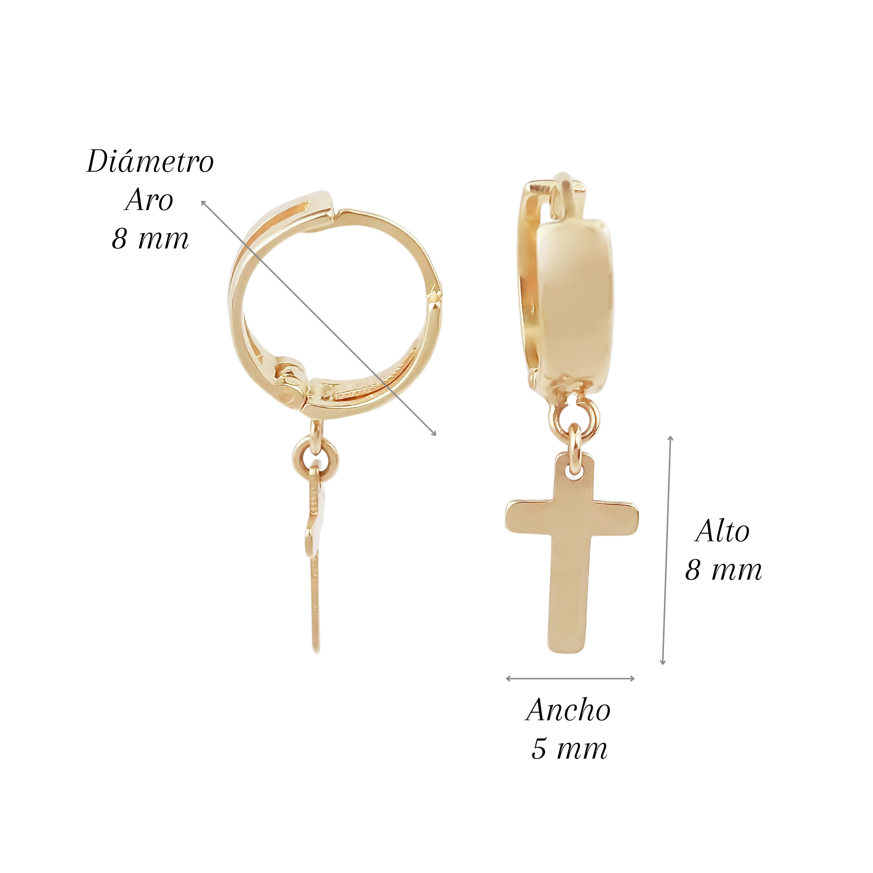 Amor Eterno - Arracadas Huggie Mini / Aretes Oro 10k