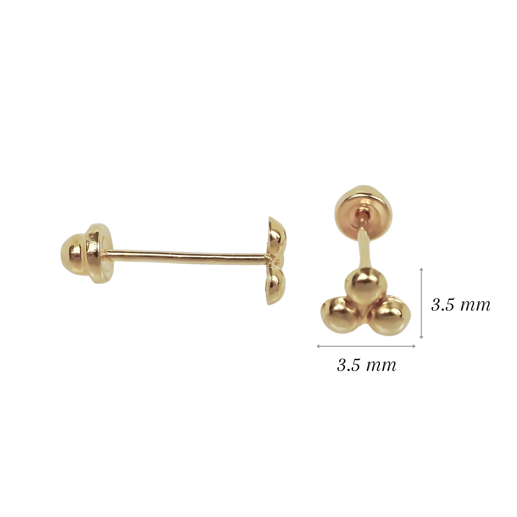 Amor Eterno - Broqueles Trébol Bolitas / Aretes / Oro 10k
