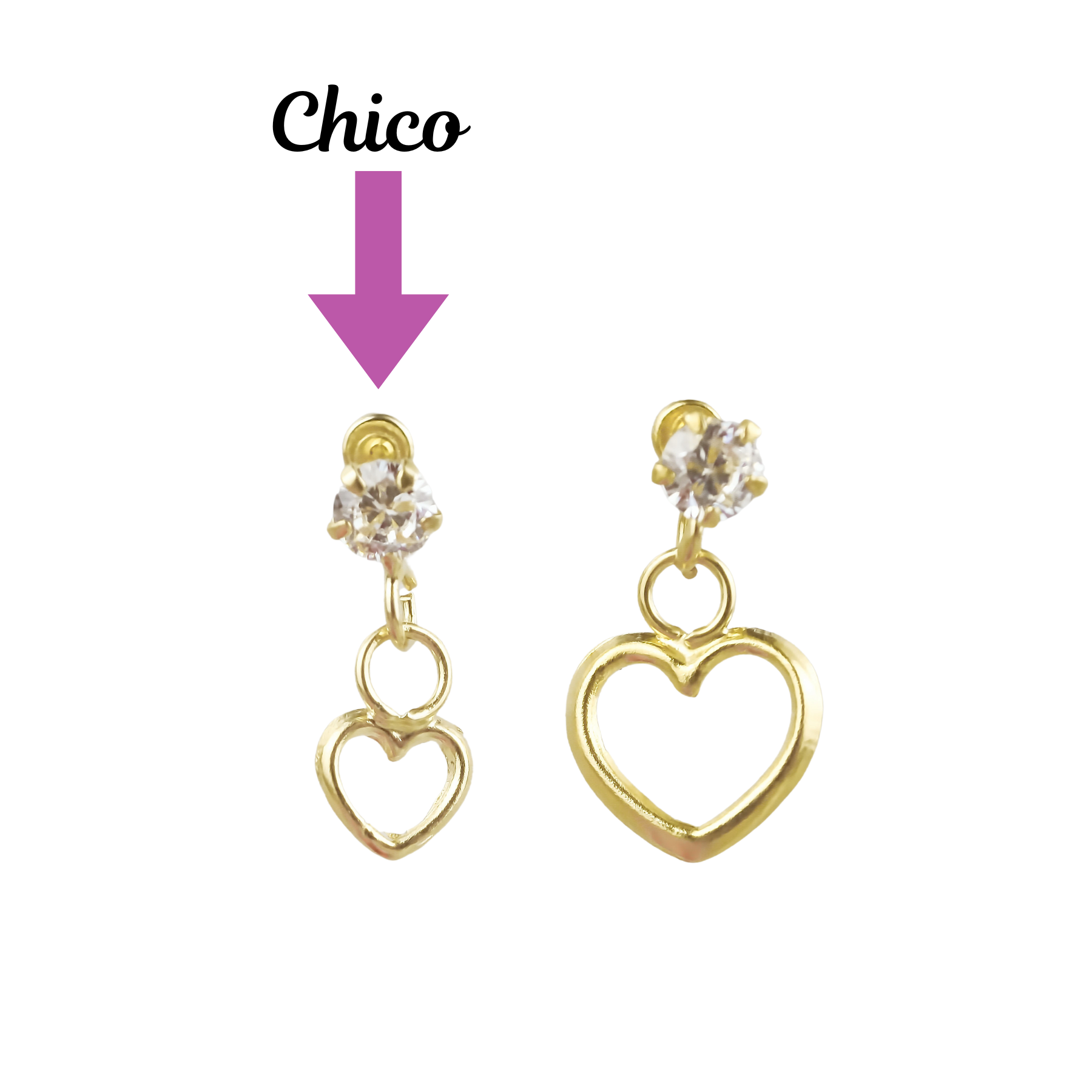 Amor Eterno - Broqueles / Corazón Colgante / Oro 10k
