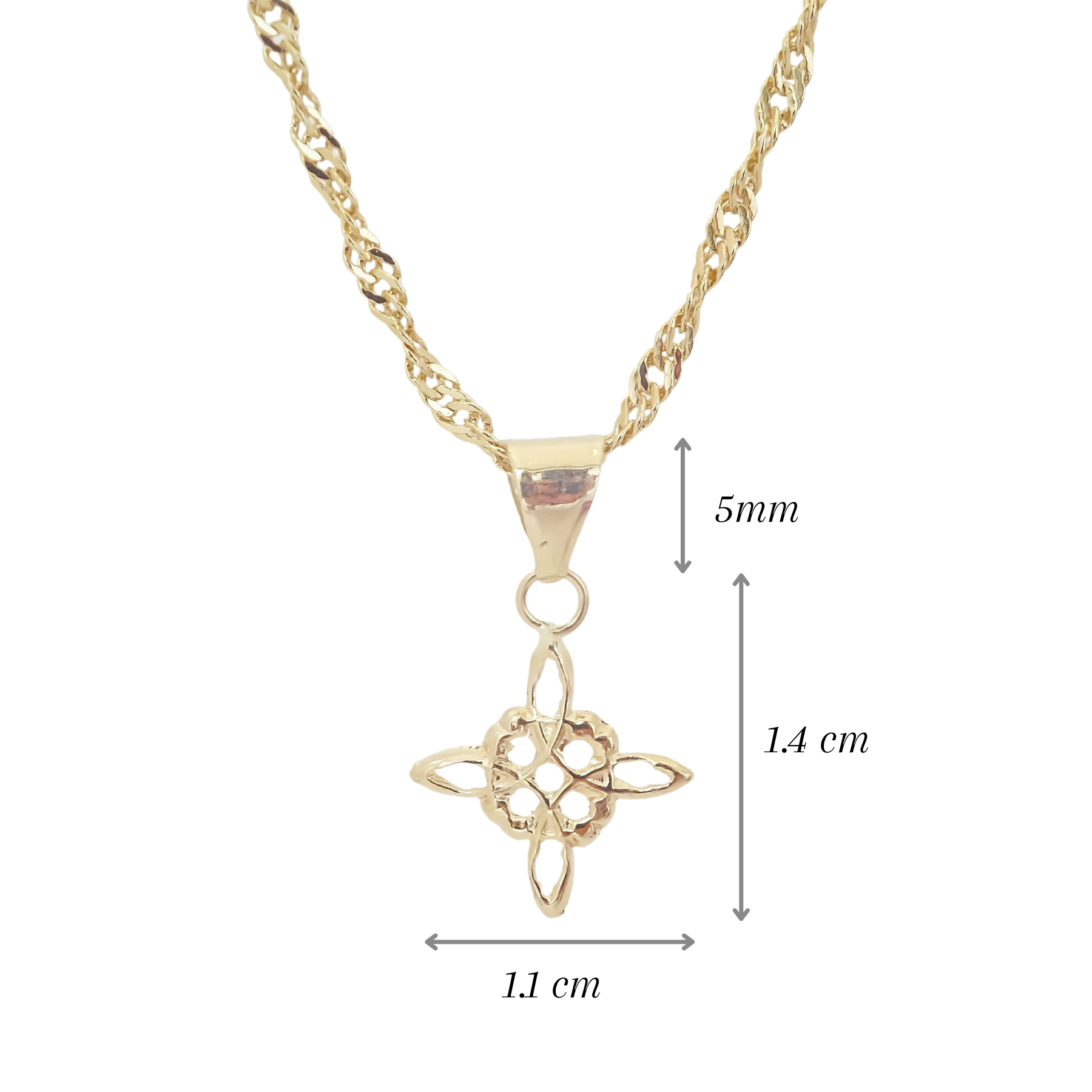 Amor Eterno - Dije Nudo De Bruja CH / Oro Sólido 10k + Cadena