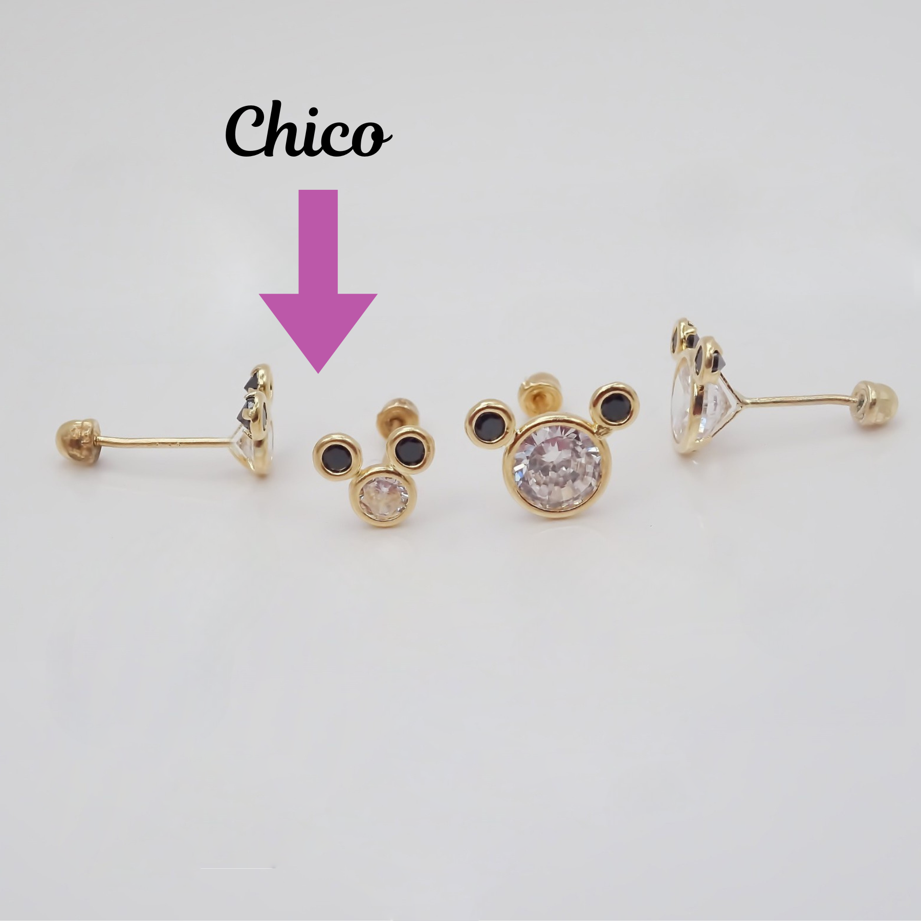 Amor Eterno - Broqueles / Disney Bisel Bebé Mickey / Oro 10k