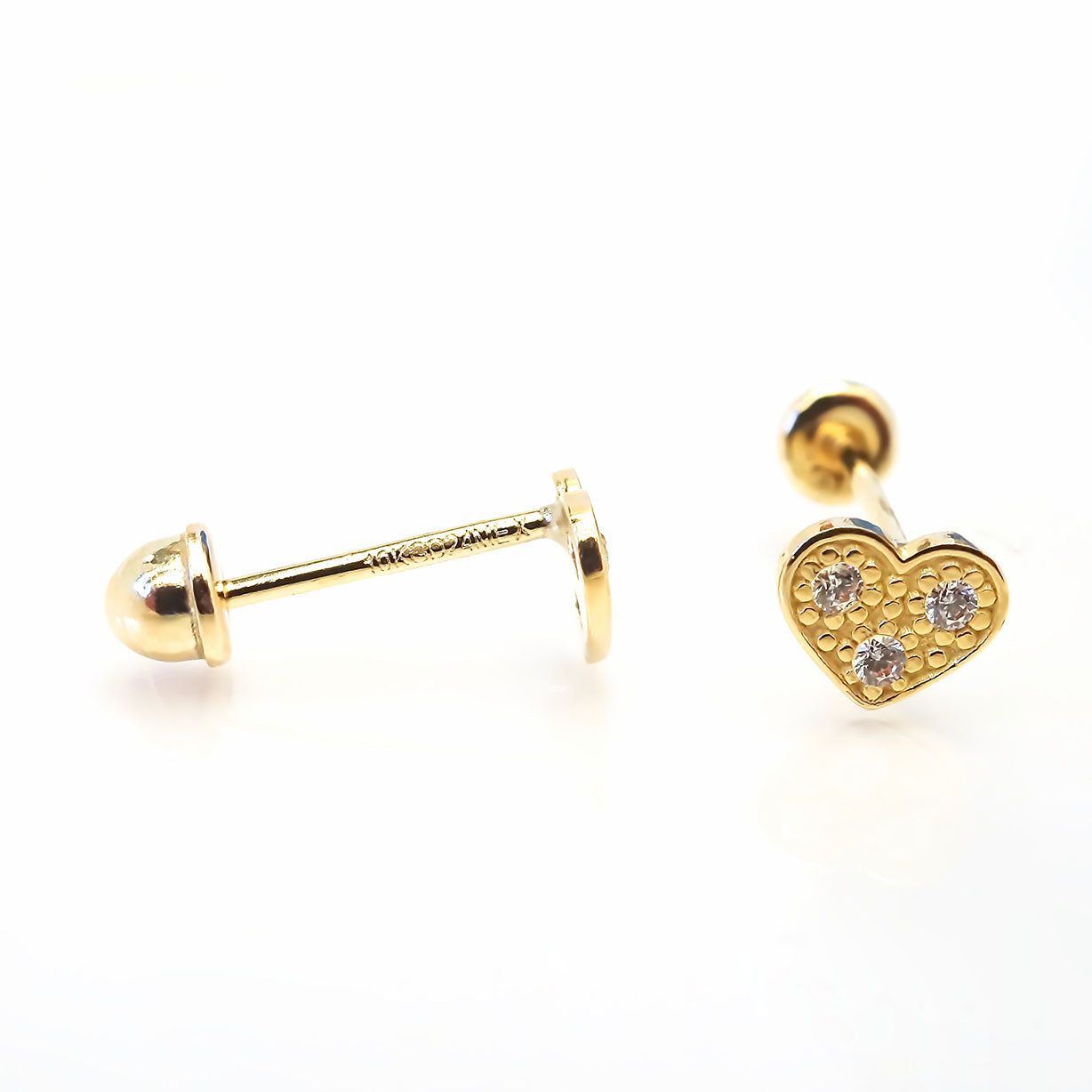 Amor Eterno - Broqueles Corazón / Aretes / Oro Sólido 10k