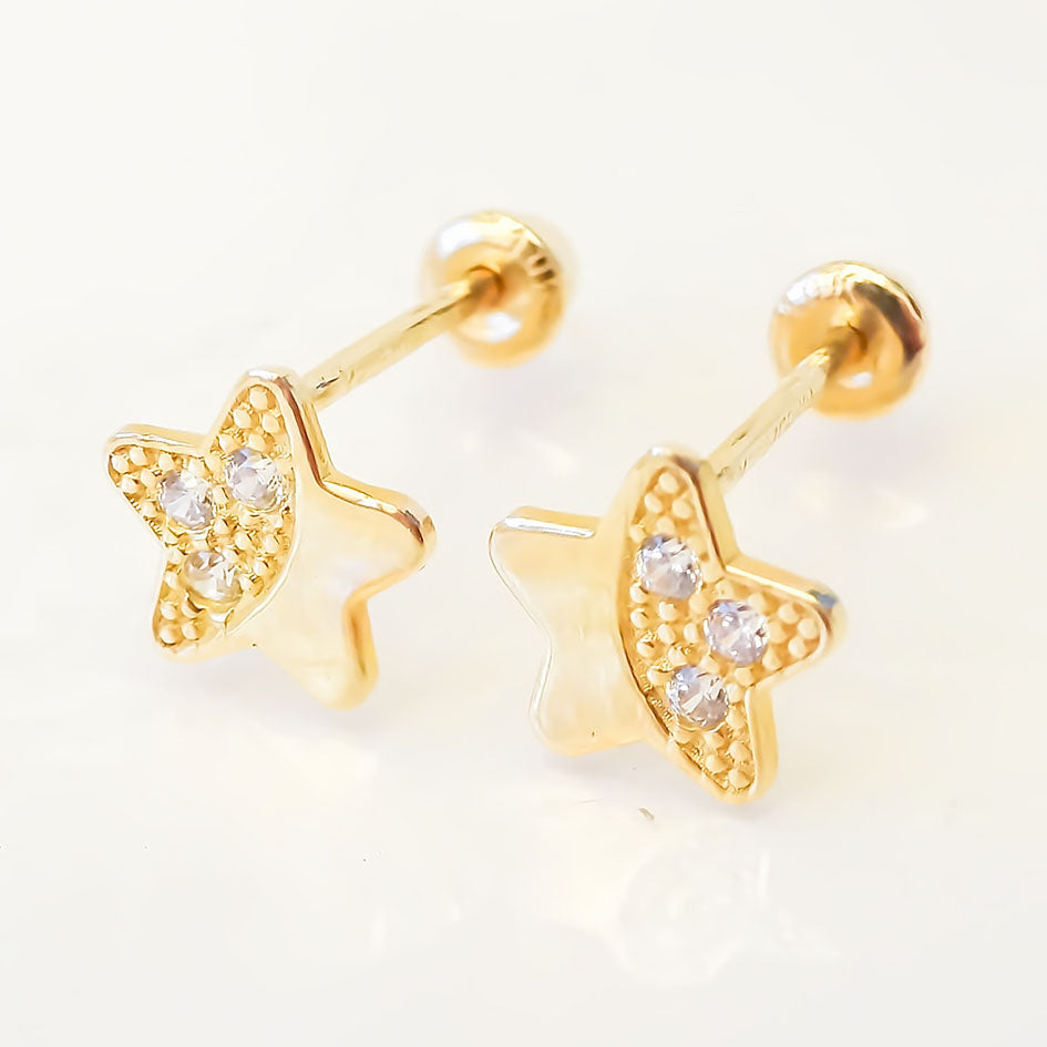 Amor Eterno - Broqueles Estrella / Aretes / Oro Sólido 10k