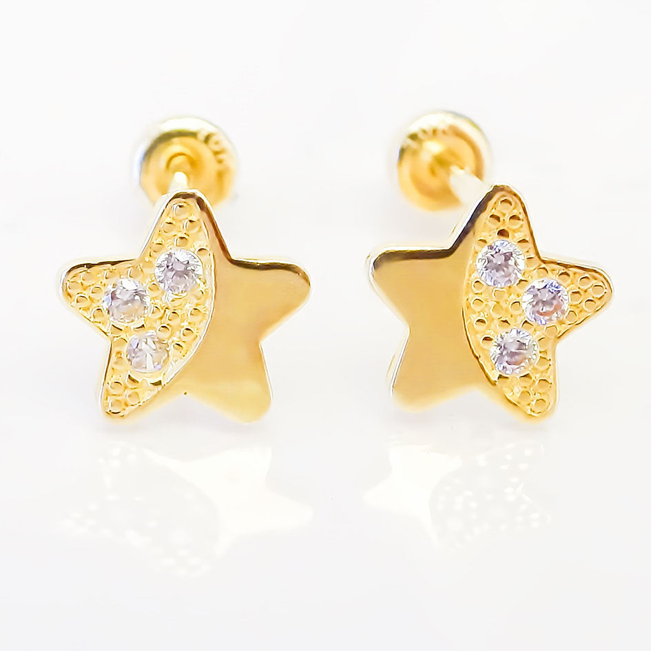 Amor Eterno - Broqueles Estrella / Aretes / Oro Sólido 10k